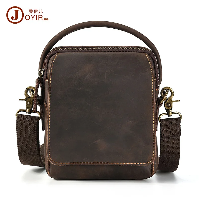 Imagem -04 - Crazy Horse Leather Small Messenger Bolsa Vintage Shoulder Crossbody Bolsas para Homens Ipad Work Business Travel Handbag 7.9