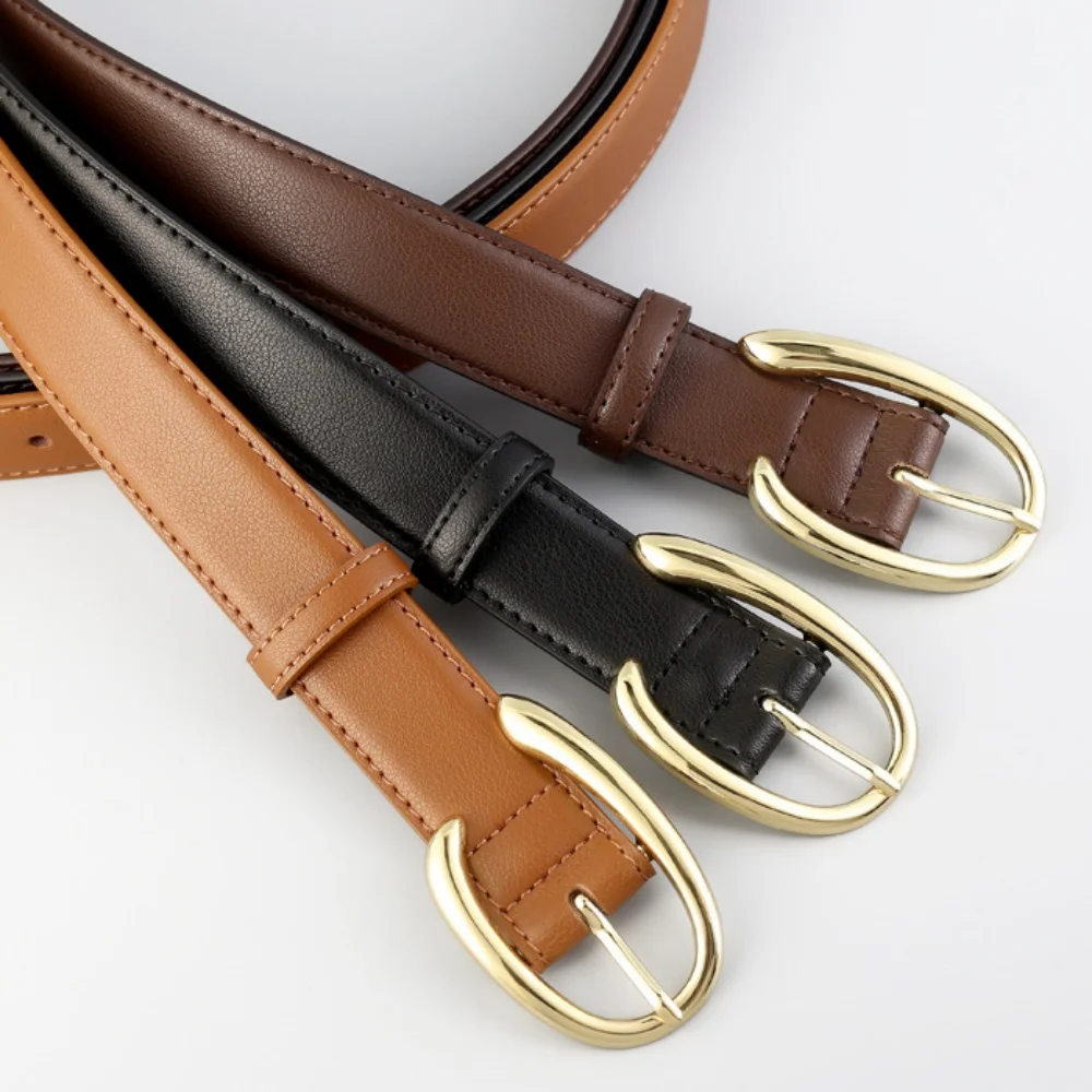 Luxury Genuine Leather for Women Autumn Winter Thin Coat Decoration Waistbelt Smooth Buckle Korean Style Belts Accessories