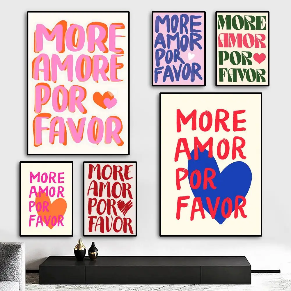 More amor por favor Painting Calligraphy HD Canvas Poster living room bedroom bar aesthetic decoration