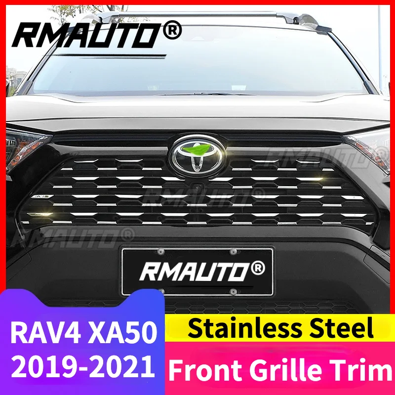 

RAV4 57Pcs Car Front Grille Trim Garnish Cover Stickers Stainless Steel For Toyota RAV4 XA50 2019-2021 Car Styling Accessories