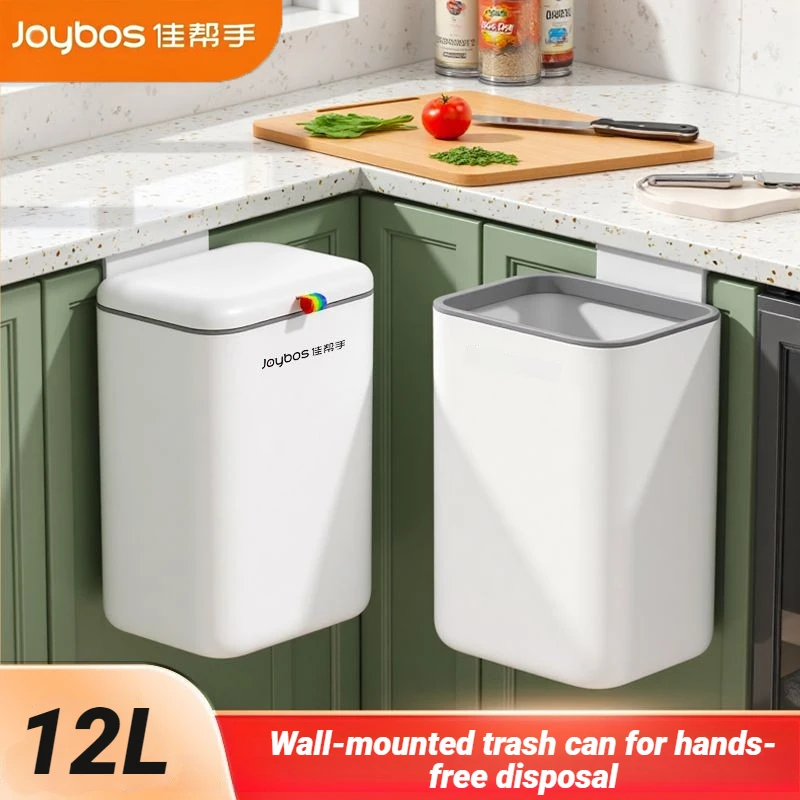 Joybos Kitchen Trash Can Wall Mounted Cabinet Door Hanging Garbage Bin With Lid Large Bathroom Toilet Garbage Can For Home