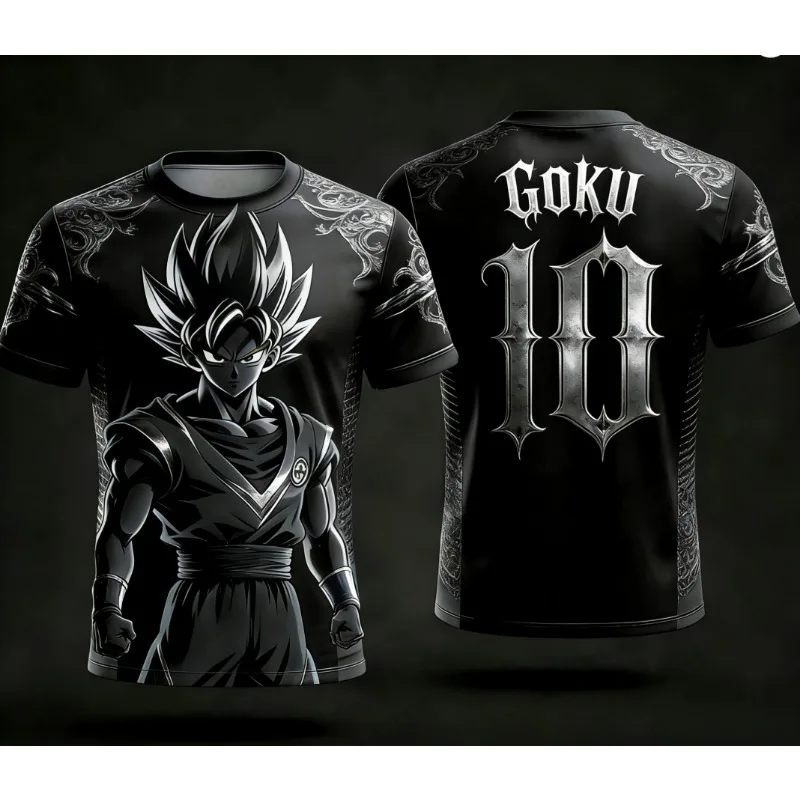 2026 Dragon Ball Official 3D Print Goku 10# Football Jersey Training Wear Parent-child S-6XL 90cm-160cm Trendy Tees