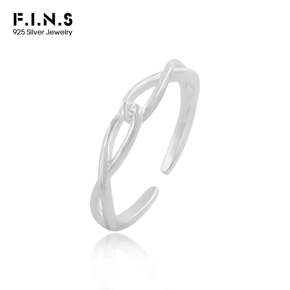 

F.I.N.S Original Twist S925 Sterling Silver Ring INS Simple Crossed Line Slim Open Adjustable Finger Fine Jewelry Accessories