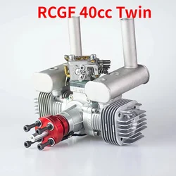 RCGF 40CC Twin Cylinder Petrol/Gasoline Engine 40ccT Dual Cylinder with Muffler/Igniton/Spark Plug for RC Model Airplane