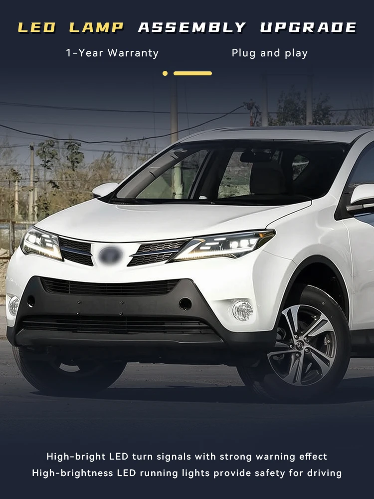 Auto Headlights LED Bulbs For Toyota RAV4 2013 2014 2015 Front Lamp DRL Newest Upgrade Head Light Projector Lens Car Accessories