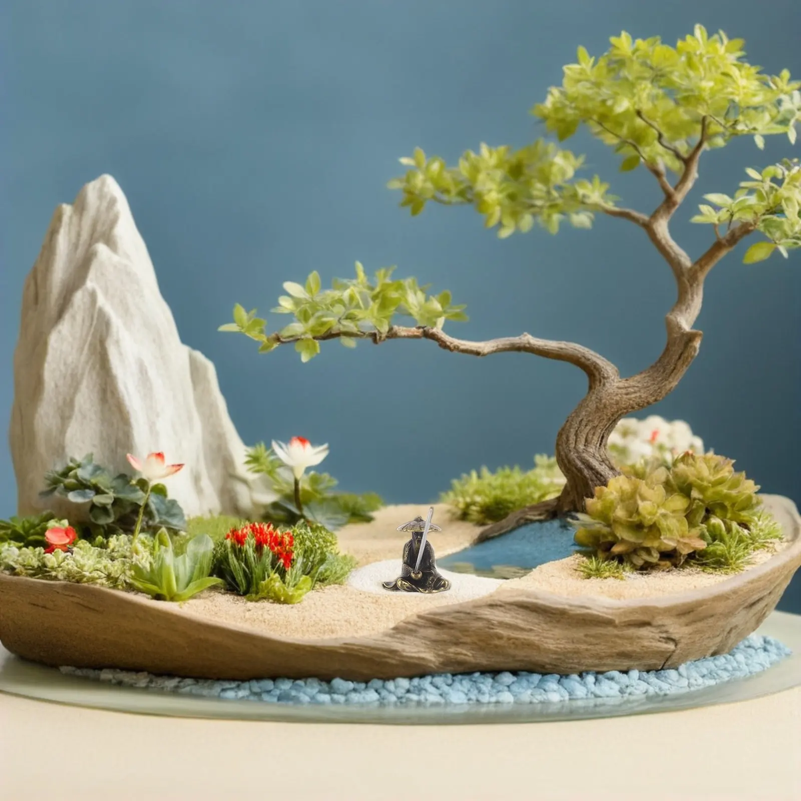 Delicate Alloy Fisherman Ornament Fishing Design for Aquarium Fish Tank Bonsai Garden Desktop Rockery Micro