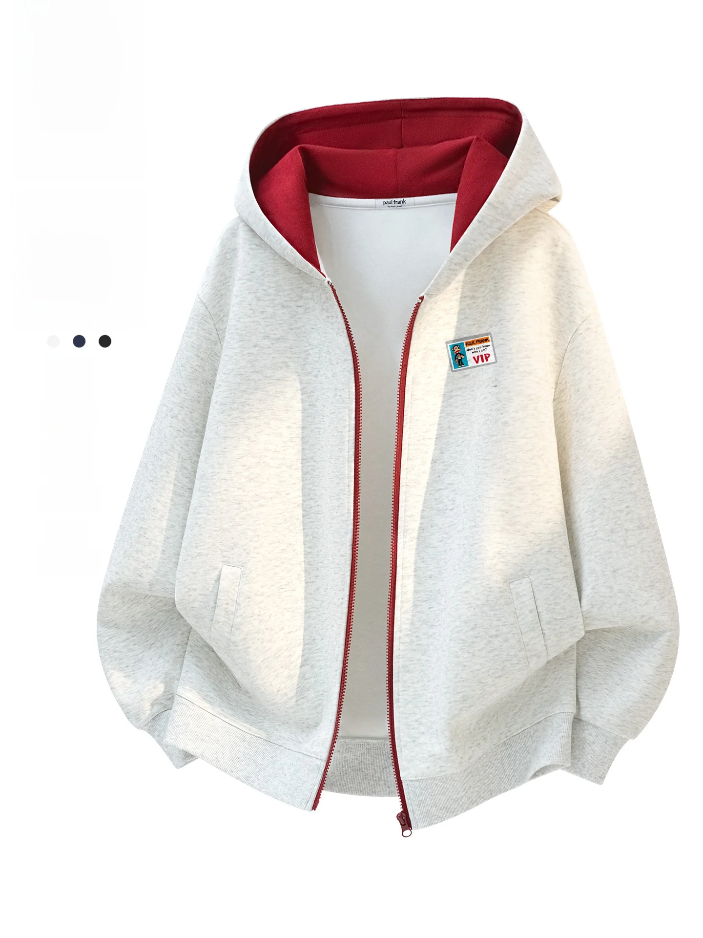 

M Zipper Open Cardigan Hoodie Loose Fit Spring New Casual Sle Contrast Color Large Mouth Monkey Pattern