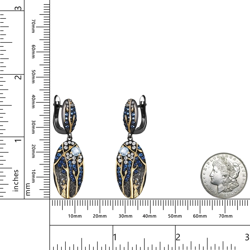 GEM\'S BEAUTY Moonlit Night Earrings Real 925 Sterling Silver Earrings for Women Original Handmade Designer Fine Jewelry Opal