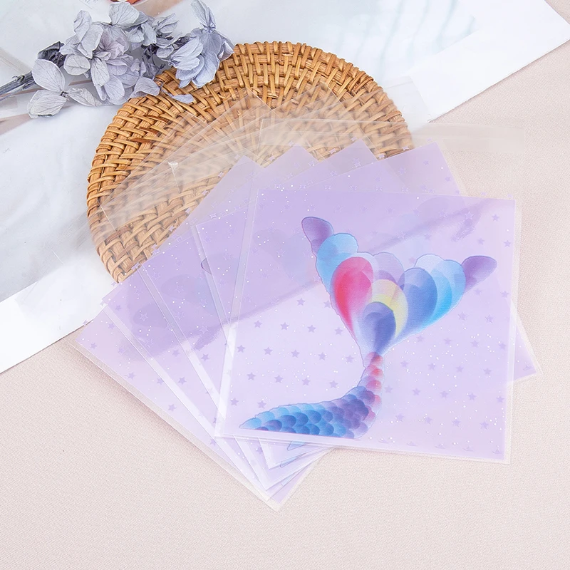 

50pcs Mermaid Tail OPP Bags for Jewelry Display Handmade Food Self-Adhesive Bags Cookies Packaging Bags Candy Self-Sealing Bags