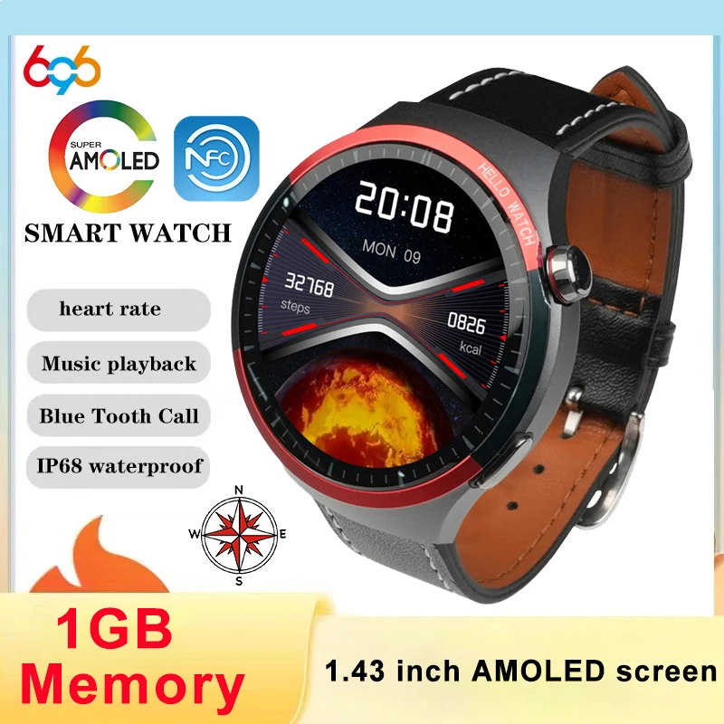 

696 Hello Watch Round HT13 Amoled 1GB Rom Smart Watches Men Women 1.43INCH Screen AI Voice Assistant BT Call Sports Smartwatch