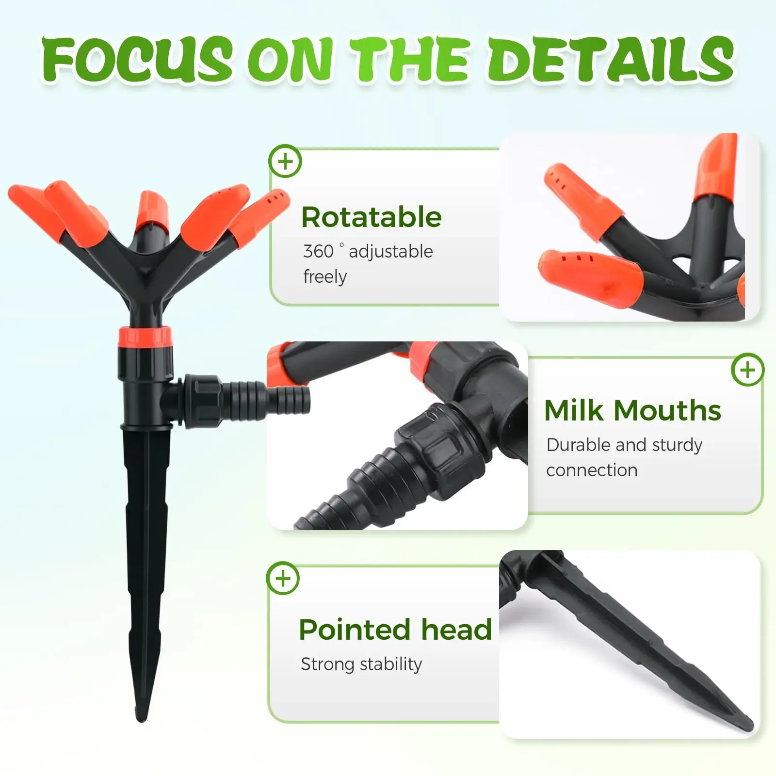 Automatic 360 Rotating Garden Sprinkler 2pcs Set Adjustable Spray for Lawn Patio Plant Beds Easy Installation Timer Water Usage