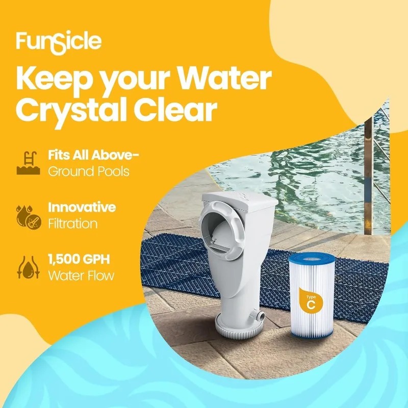 SkimmerPlus 1,500 GPH 2-in-1 Filter Pump and Skimmer System for Above Ground Swimming Pools - Pool Cleaning and Mainten
