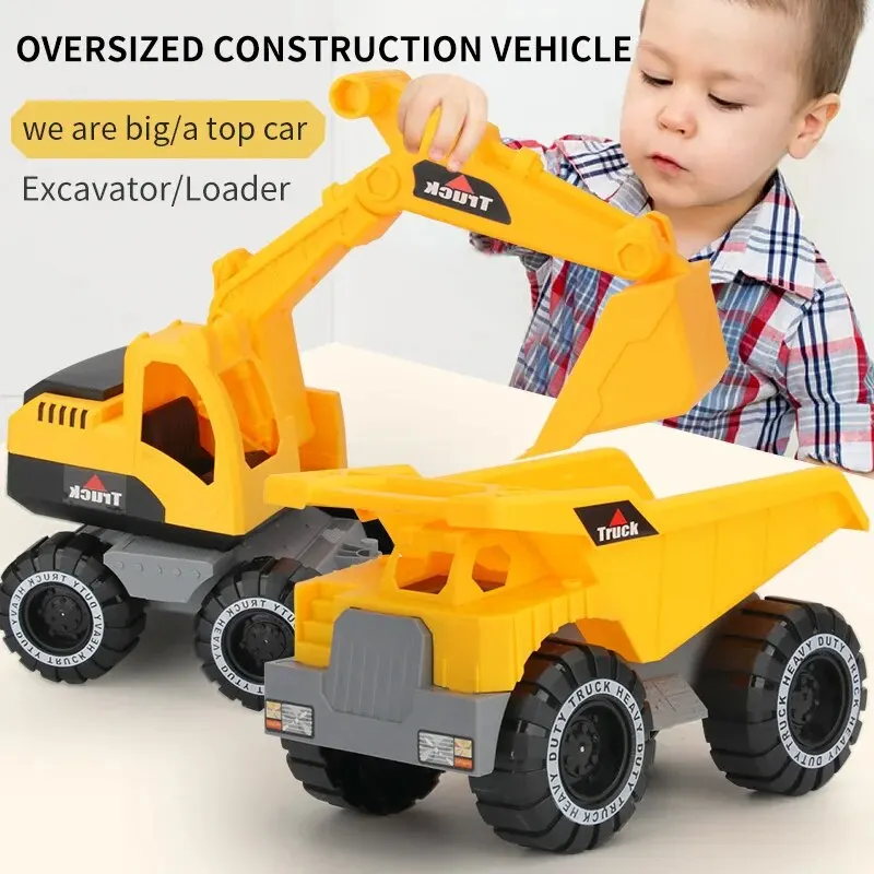 Large Size Dump Truck Three Year Old Boy Loading Soil Engineering Car Toy Excavator