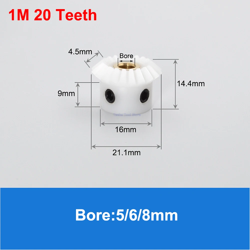1pc 1:1 Bevel Gear 1/1.5Mod 20-30 Teeth White POM Equal Diameter Bevel Gear 90 Degrees Meshing Angle Plastic Gears Bore 4-12mm
