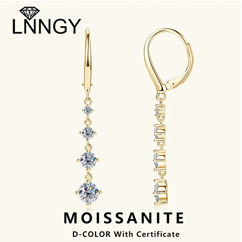 

Lnngy Brinco Prata серьги-капли из стерлингового серебра 925 пробы, сертифицированные серьги с муассанитом и бриллиантами для пар, свадебные украшения, подарок