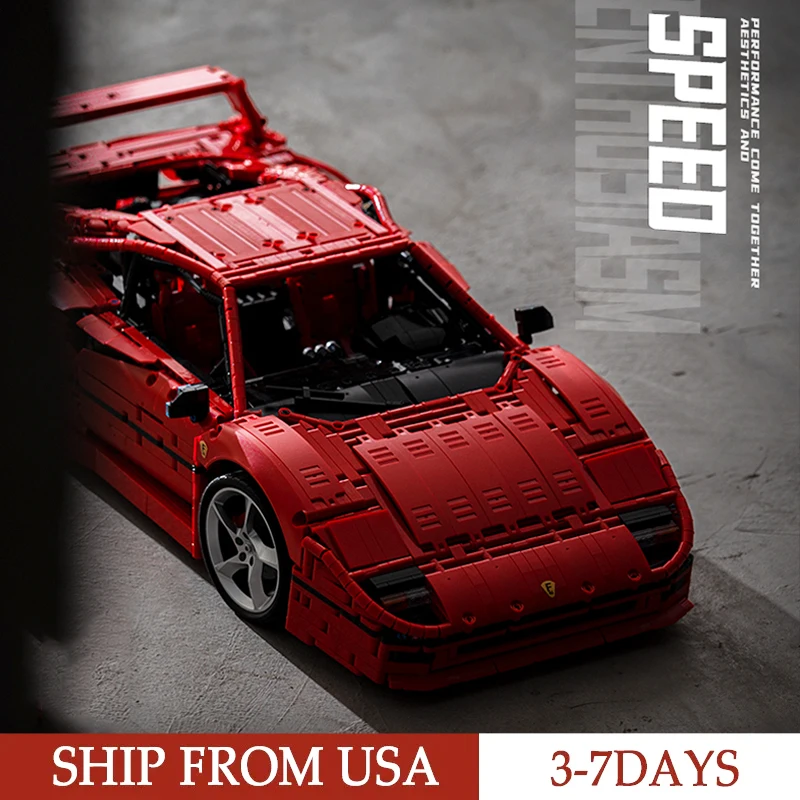 4026 Uds F40 Super bloques de construcción de automóviles juguetes modelo de partículas pequeñas velocidad roja coche deportivo ladrillos adorno de escritorio para regalos de vacaciones