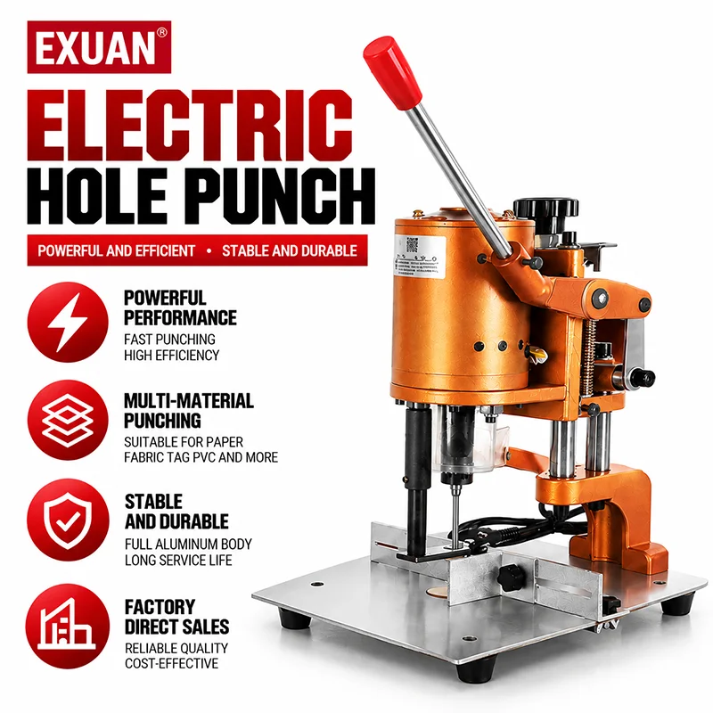Desktop Punching Machine For Single Circular Holes Electric Hole Punch For Materials For Tags Cardboard Fabrics PVC Cardboard