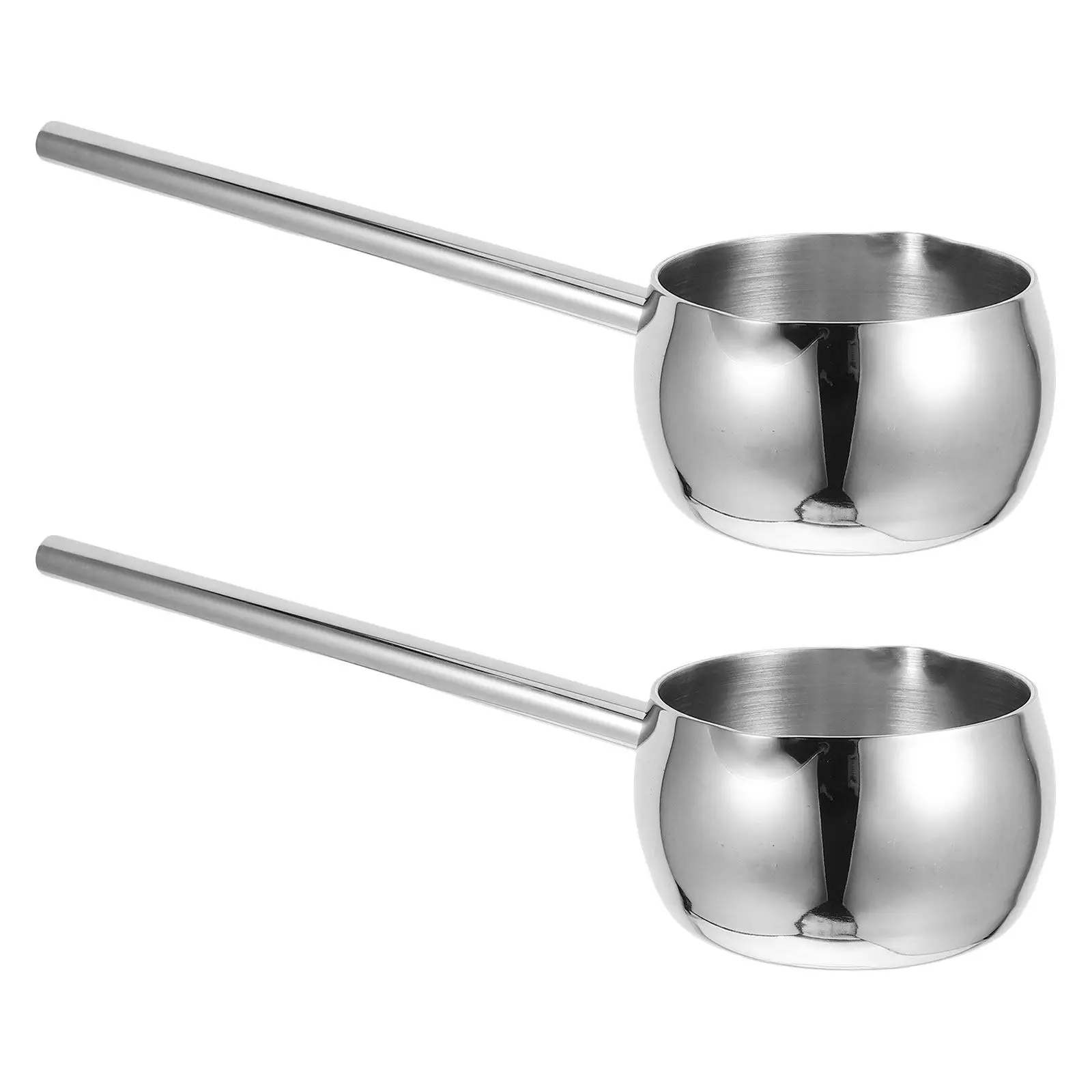 

Набор из 2 мини-кастрюль из нержавеющей стали для плавления масла и подогрева соусов, шоколада, фондю, с носиком, портативный, компактный