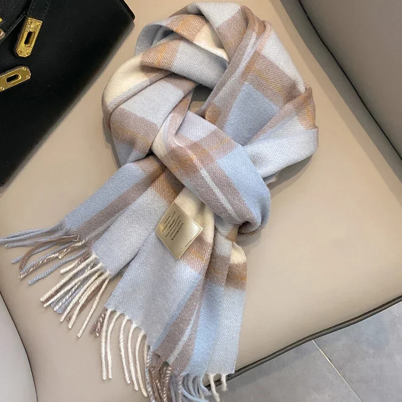 100% Women Scarf Autumn Winter Vintage Preppy Style Plaid Wrap Scarve Pashmina Mujer Femme Foulard Bufanda Shawl Unisex Men Wrap