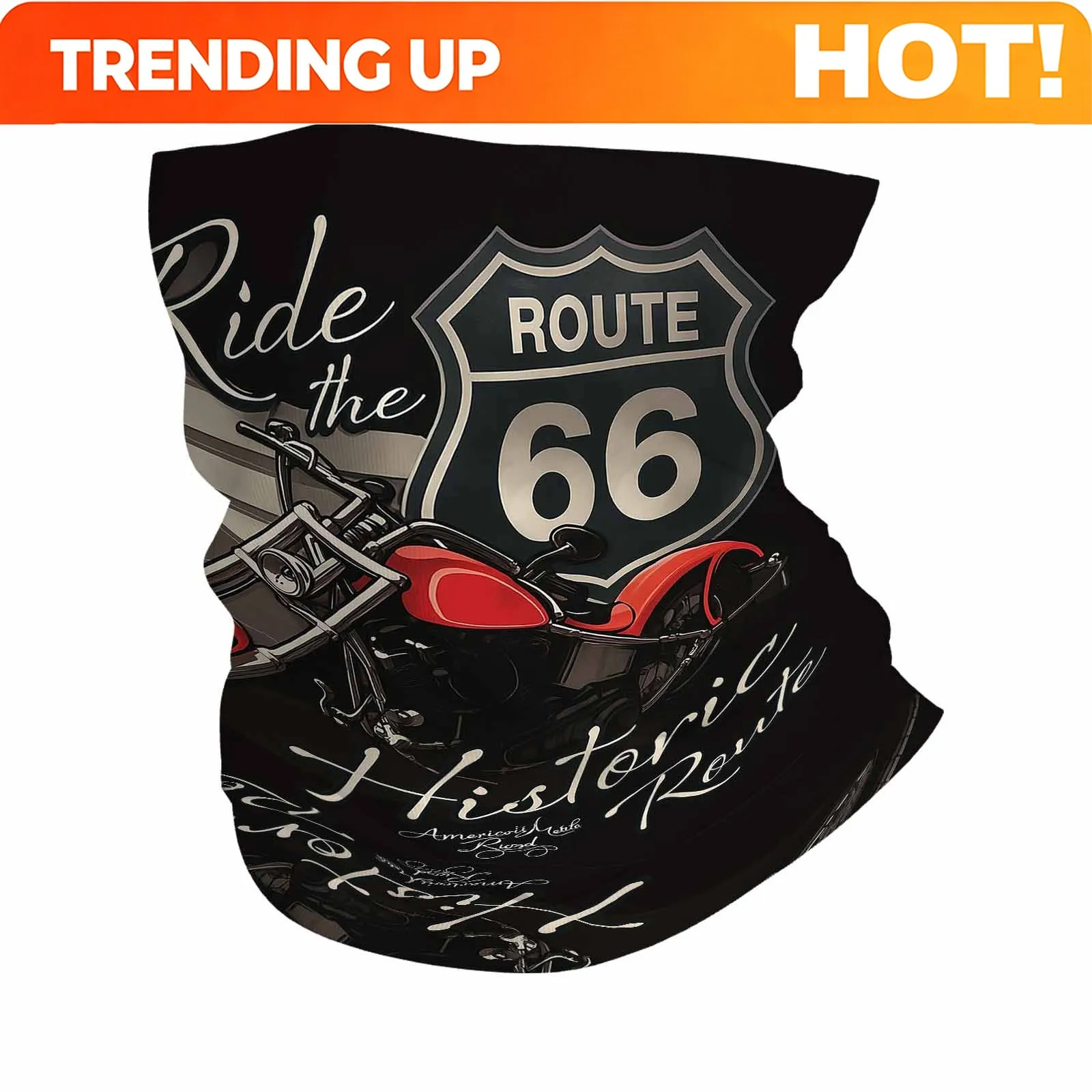 Customization Motorcycle, Route 66, Grunge Style Novel Design Multi Functional Print Scarf Suitable Outdoor Men Women Unsix