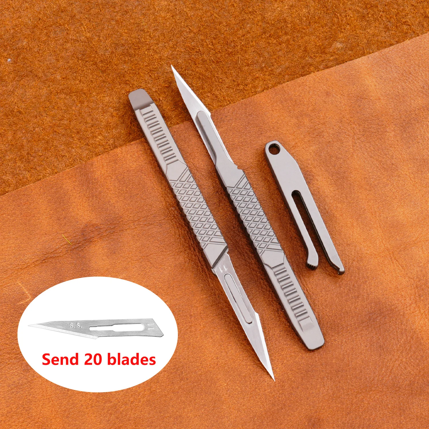 

High Quality Stainless Steel Blade Scalpel Titanium Alloy Handle EDC Outdoor Multitool Tool Paper Sharp Cutter Gift 20pcs Blades