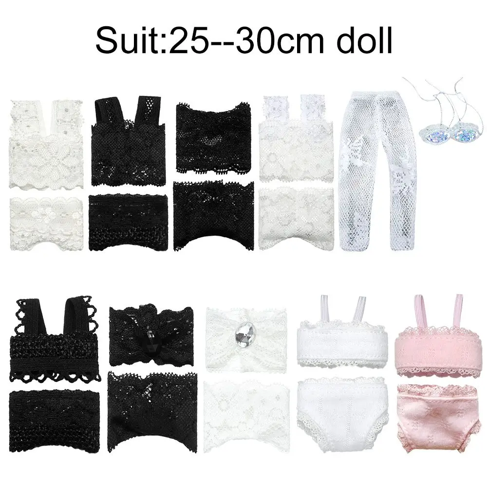 2Pcs/set Pajamas Colorful 3 In 1 Clothing Underwear Lingerie Bra Dress Lace Homewear Accessories Clothes for Doll