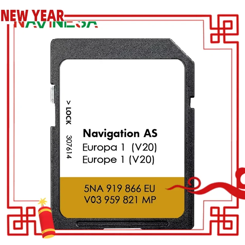 32GB SD Card Navigation AS V20 for VW Sharan from 2015 Discover Media GPS 2025 Maps Europe Navi Tiguan Transporter Car