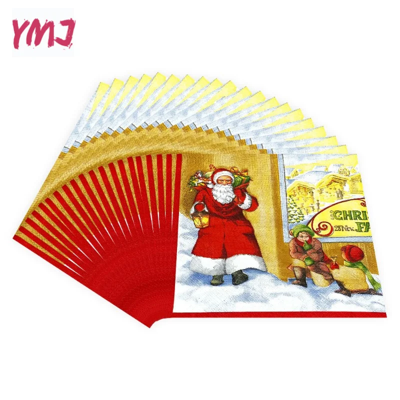 Snow Winter Christmas Series Printed Colorful Paper Napkins Christmas Party Decoration Supplies Napkins 2-Ply 20pcs/Pac 33*33cm