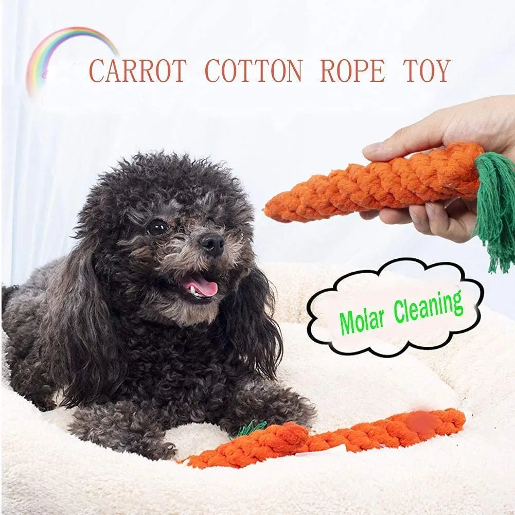 

Carrot Dog Toys Puppy Teething Toys,Plush Pet Toy for Aggressive Chewers,Safe Braided Handmade Toy,Pet Rope Toys for Cats