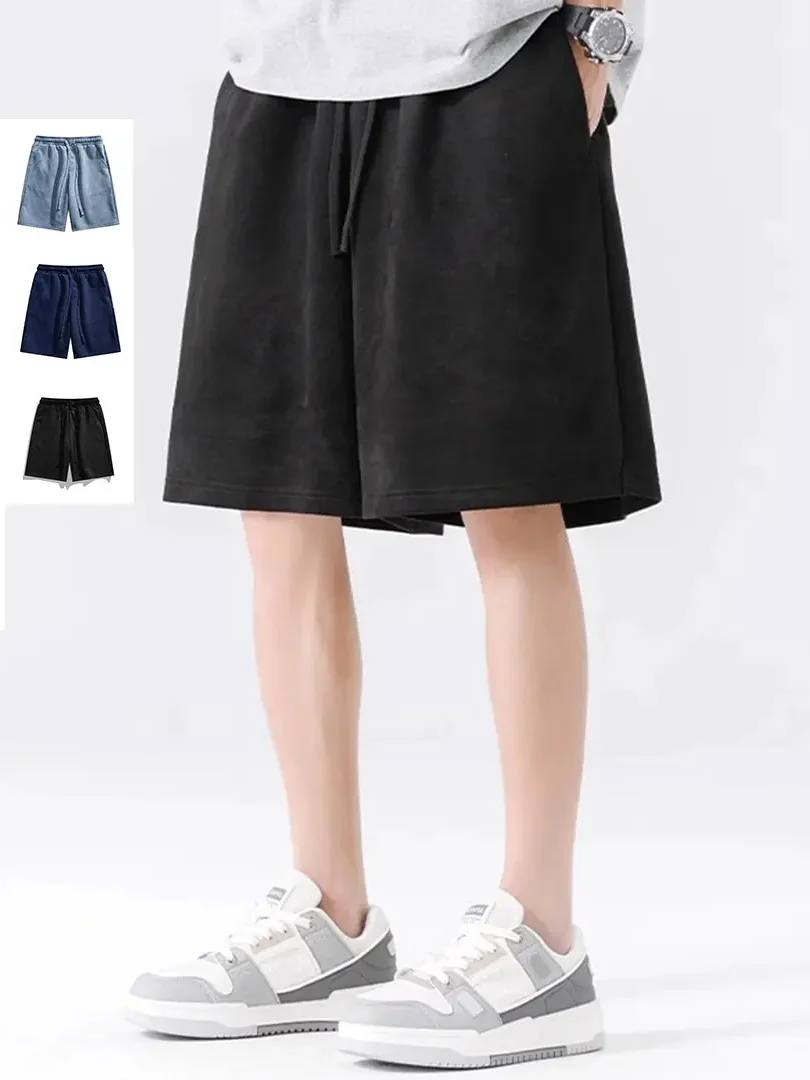 

Мужские повседневные свободные брюки из замши большого размера 300 Pou, летние дышащие прямые брюки для баскетбола и фитнеса, длиной до колена