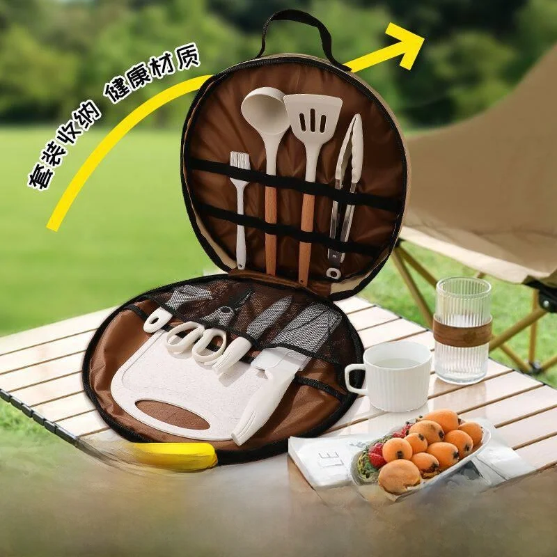 

Портативный набор для кемпинговой кухни на открытом воздухе, 10 предметов, из нержавеющей стали, для барбекю, с сумкой для хранения, для автодомов и кемпинга