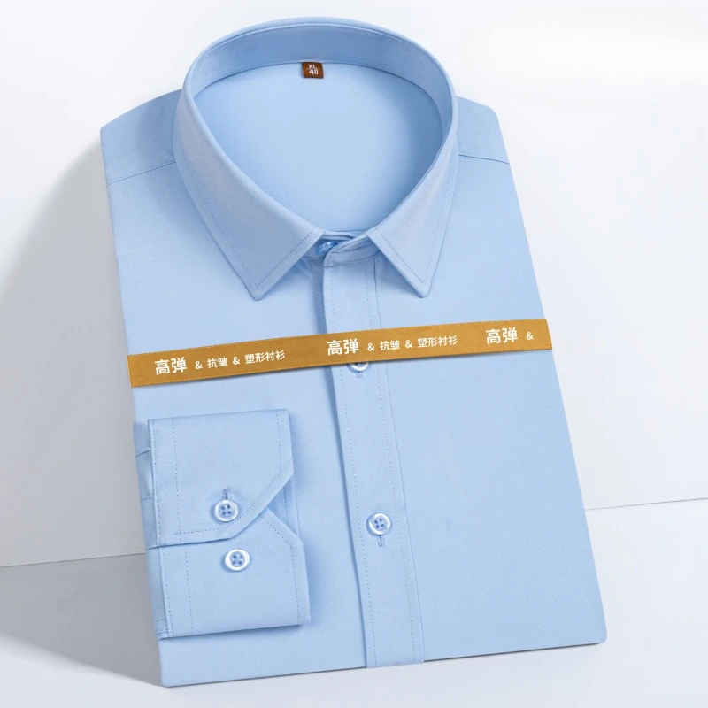 

Модная сине-серая белая рубашка с длинным рукавом для мужчин Классическая базовая повседневная мужская рубашка с длинным рукавом Slim Fit Однотонная деловая рубашка для мужчин