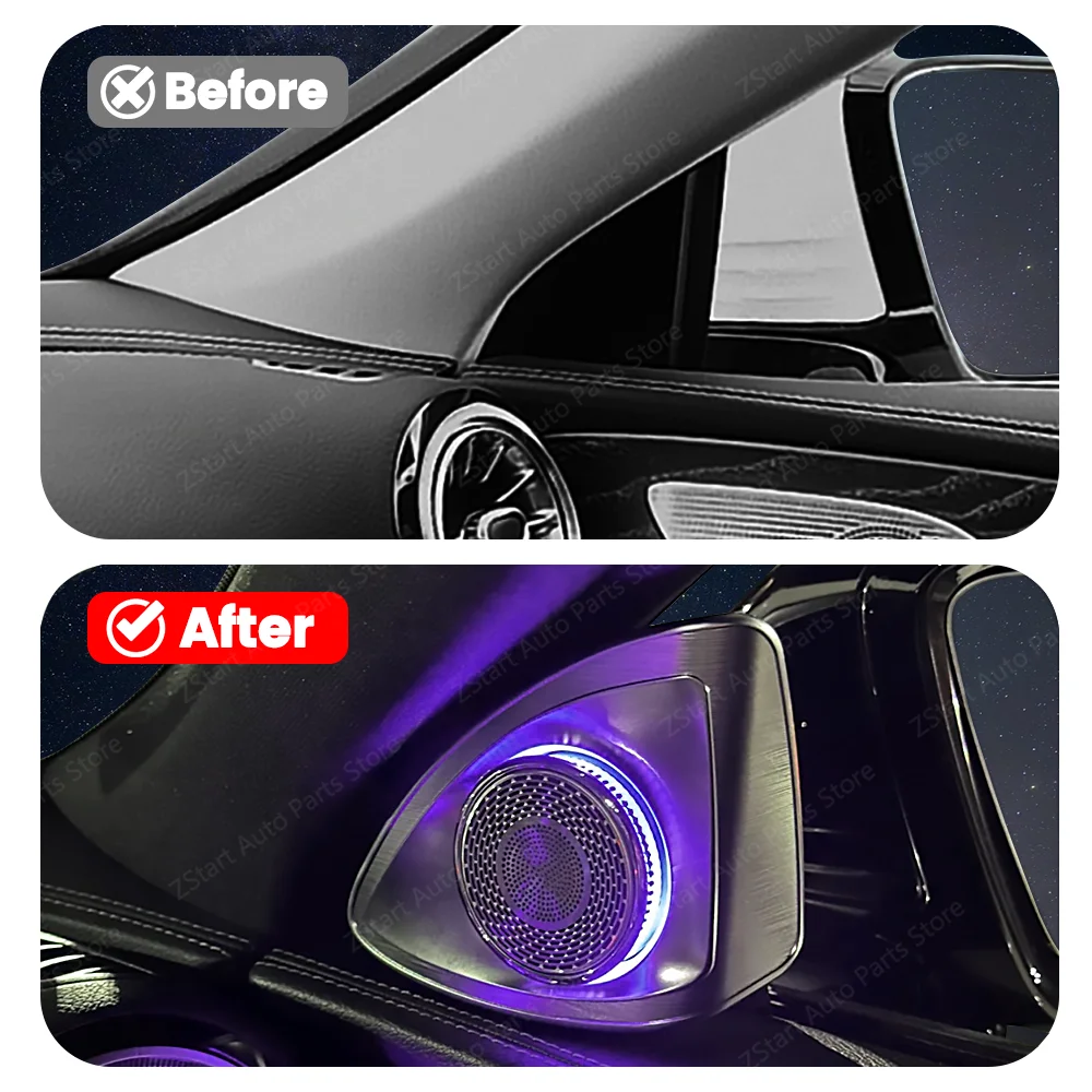 64 Colors LED 4D Tweeter Speaker For Mercedes Benz  CLS-class W257 C257 4d Rotating Tweeter Speaker Interior Ambient Light