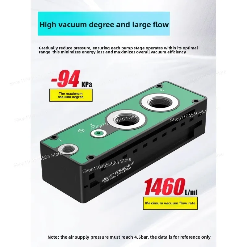 Pneumatic VTM301 Multi-stage Powerful Vacuum Generator Large Suction Negative Pressure Suction Break Integrated Large Flow Pump