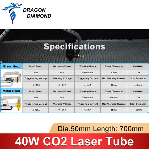40W Co2 Laser Tube Length 700MM Glass Laser Lamp for Co2  Laser Engraving Cutting Machine K40 Series High Quality - Image 3