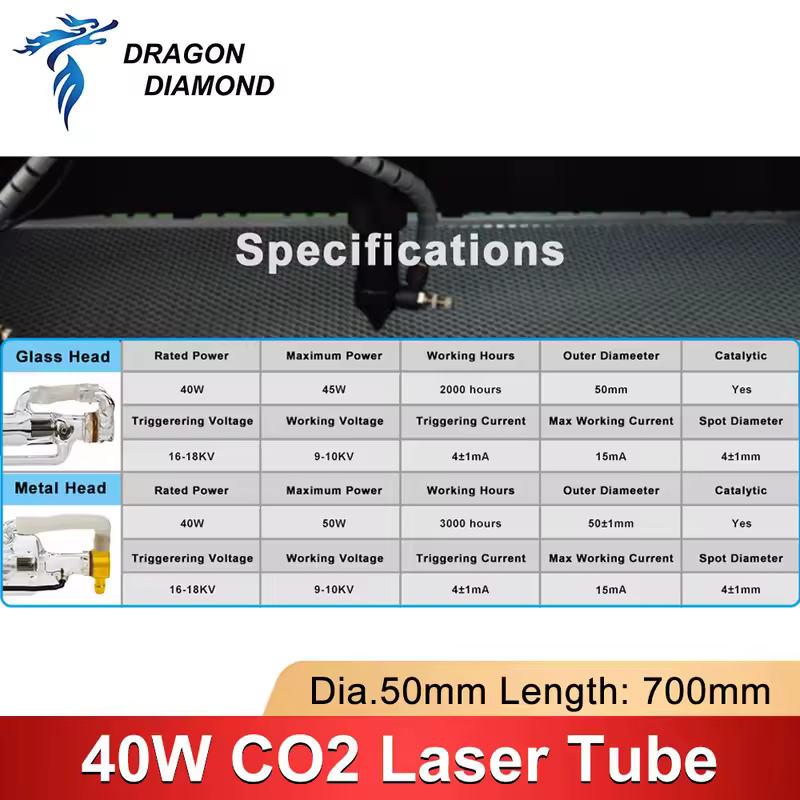 40W Co2 Laser Tube Length 700MM Glass Laser Lamp for Co2  Laser Engraving Cutting Machine K40 Series High Quality - Image 3
