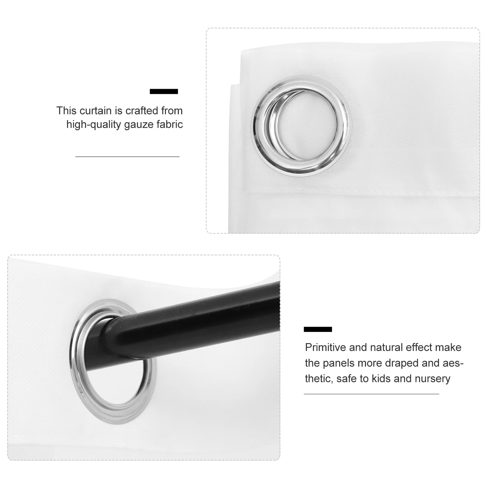 

2Pcs Gauze Curtain Set White Semi Sheer Panels for Living Room Bedroom Nursery Window Drape Energy Saving Light Filtering