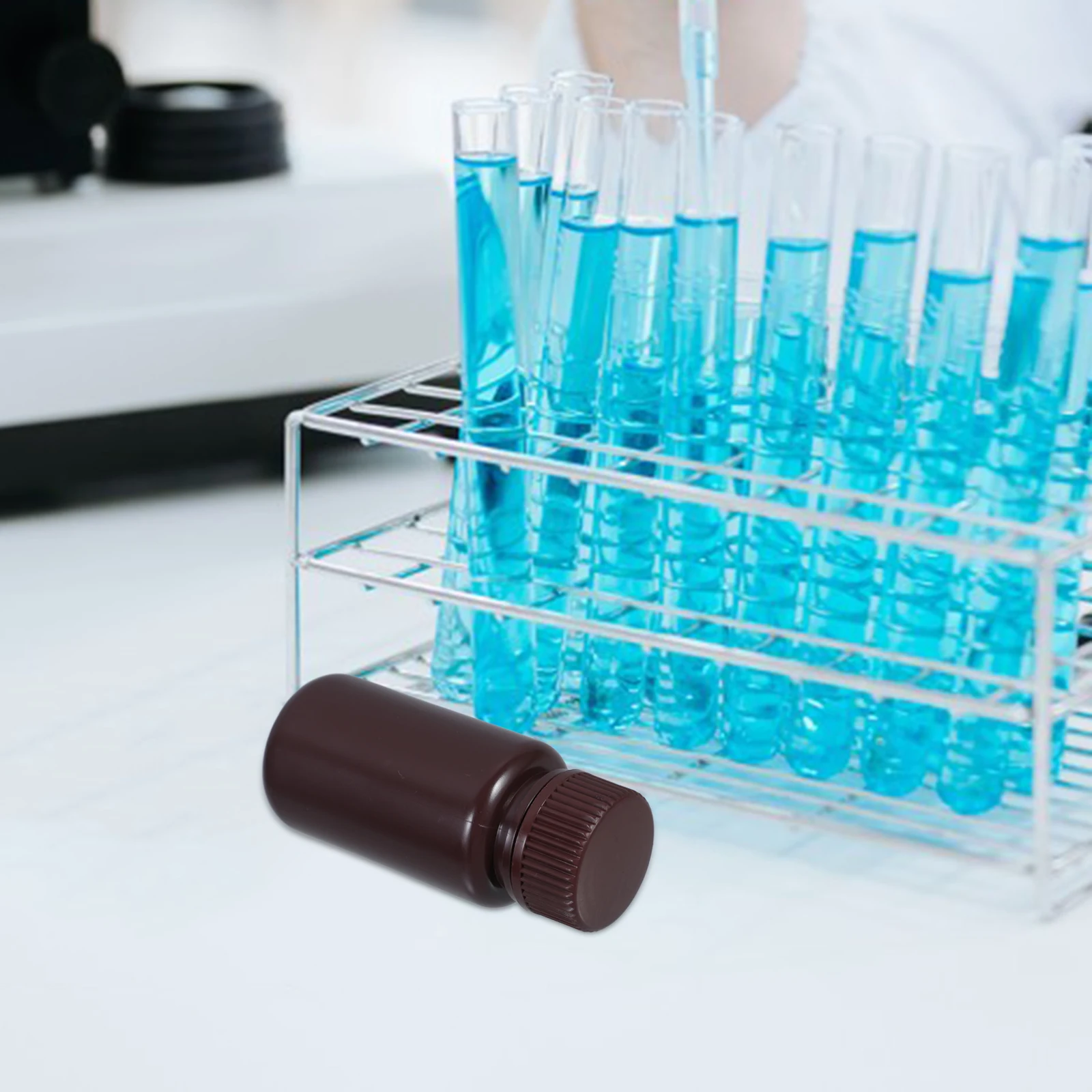 

Chemical Liquid Bottle Jars Reusable Storage Square Empty Dark Brown Plastic Lab Bottles
