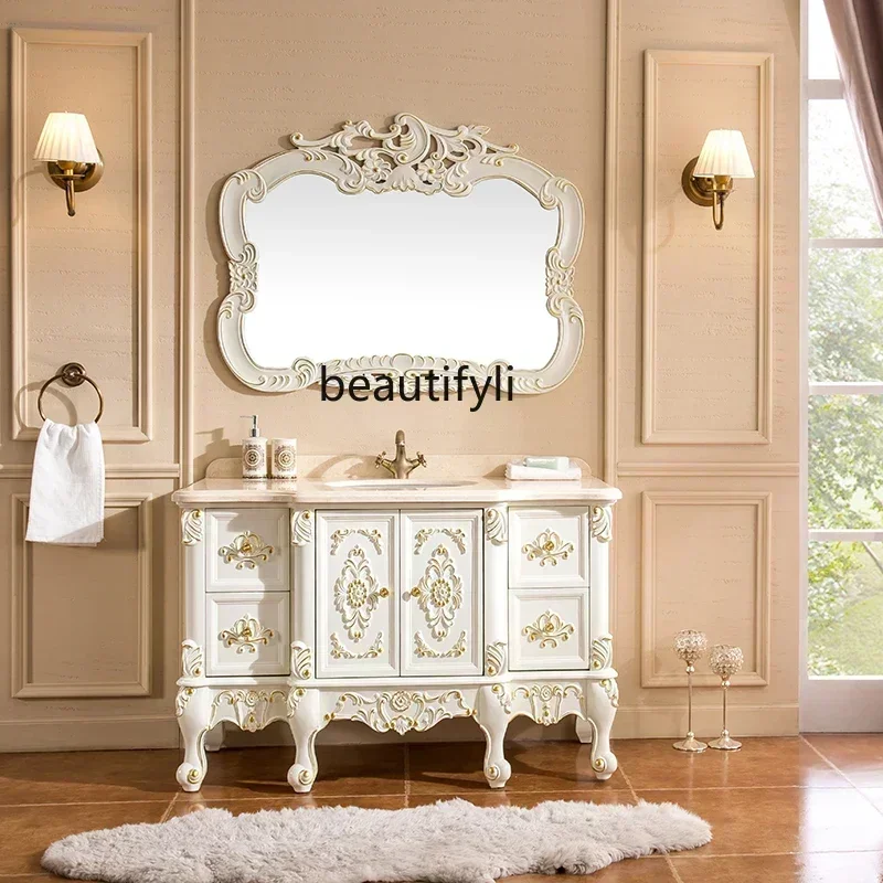

zxqxzzY13 Y13 Luxury European Style Bathroom Cabinet Combination Oak French Floor Bathroom Bathroom Table