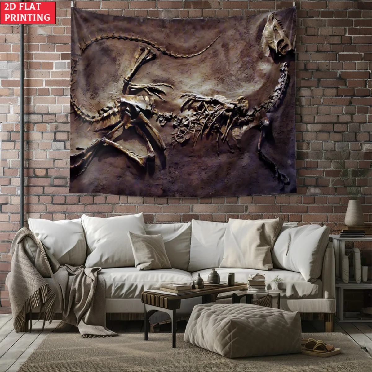 Dinosaur Fossil Skeleton Prehistoric AnimalTapestry Paleontology ScienceWall Art Ancient HistoryHome Decor Educational Gift Idea
