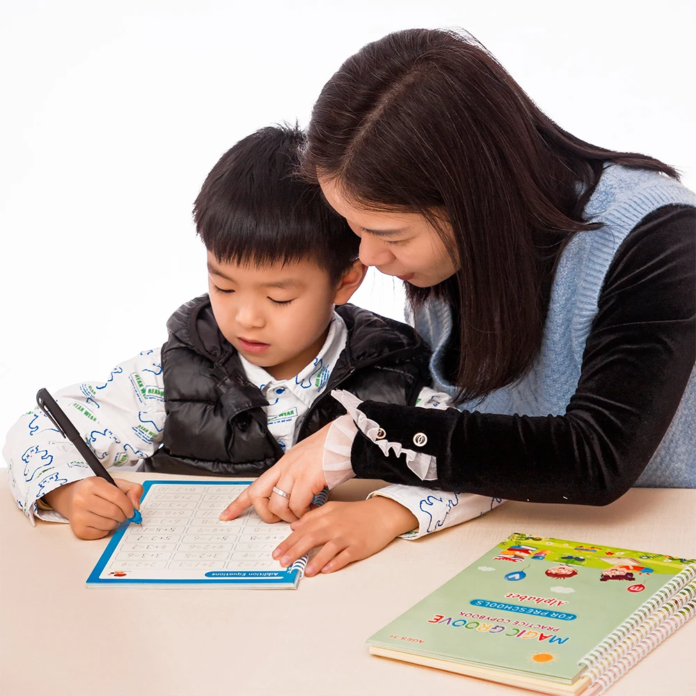 4PCS Kids Practic Reusable Magical Writing Book Copybooks With Pen Free Wiping Children Handwriting Learning Educational Toys