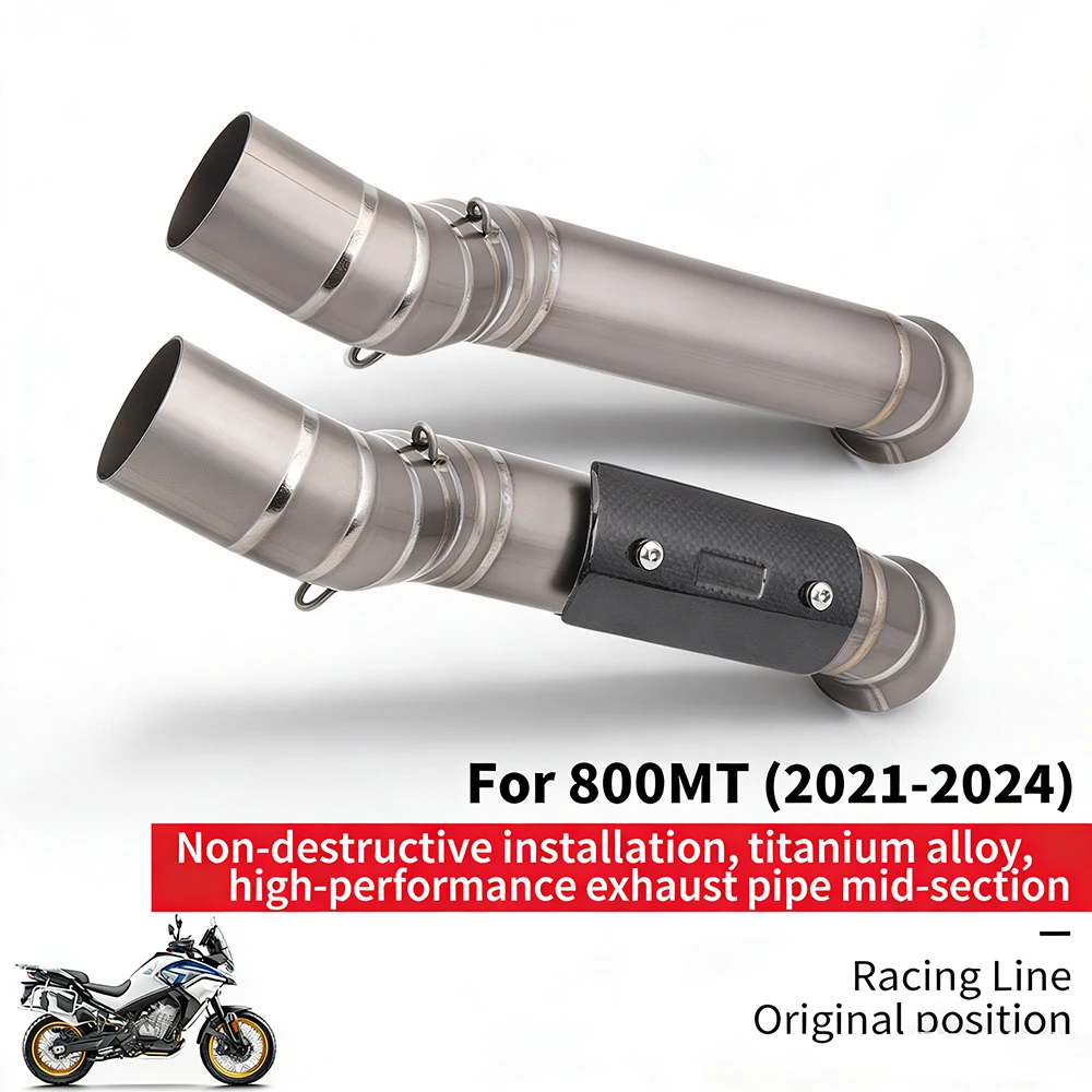 

Motorcycle Exhaust Titanium Alloy Slip on Escape Moto Middle Tube Link Pipe for CFMOTO 800MT 800 Mt CF800-5A 2021 2022