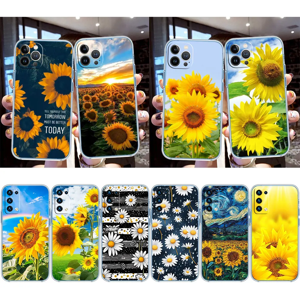 FX71 Sonnenblumen-Gänseblümchen-Blumen-Handyhülle für LG K22 K30 K40 K40S K41 K42 K50 K50S K51 K51S K52 K61 K62 K71 K92 Q60 Q61 V40 V50 V60