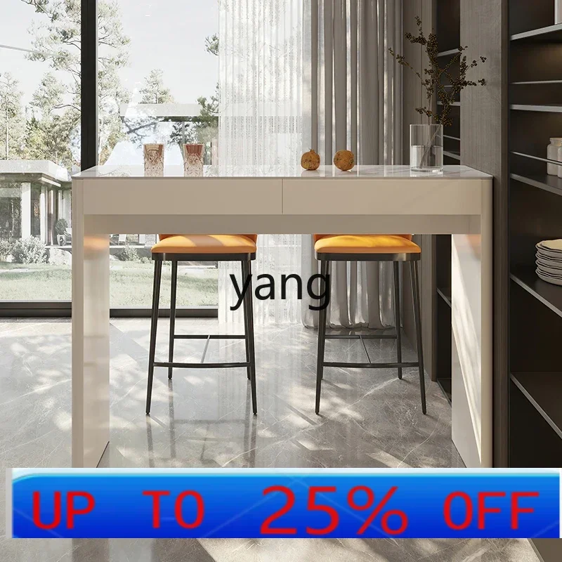 

Lmm solid wood rock slab bar table partition with drawers household open kitchen bar table integrated