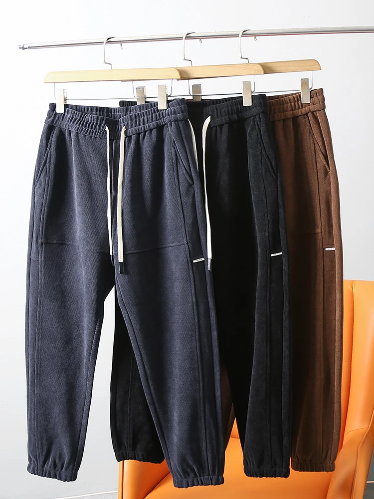 

Высококачественные вельветовые повседневные брюки Thiened Fce на подкладке для мужчин, осенне-зимние прямые длинные брюки, молодежные активные брюки