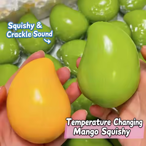 New Handmade Crispy Mango Squishy Stress Ball Crunchy Squeeze Fidget product image