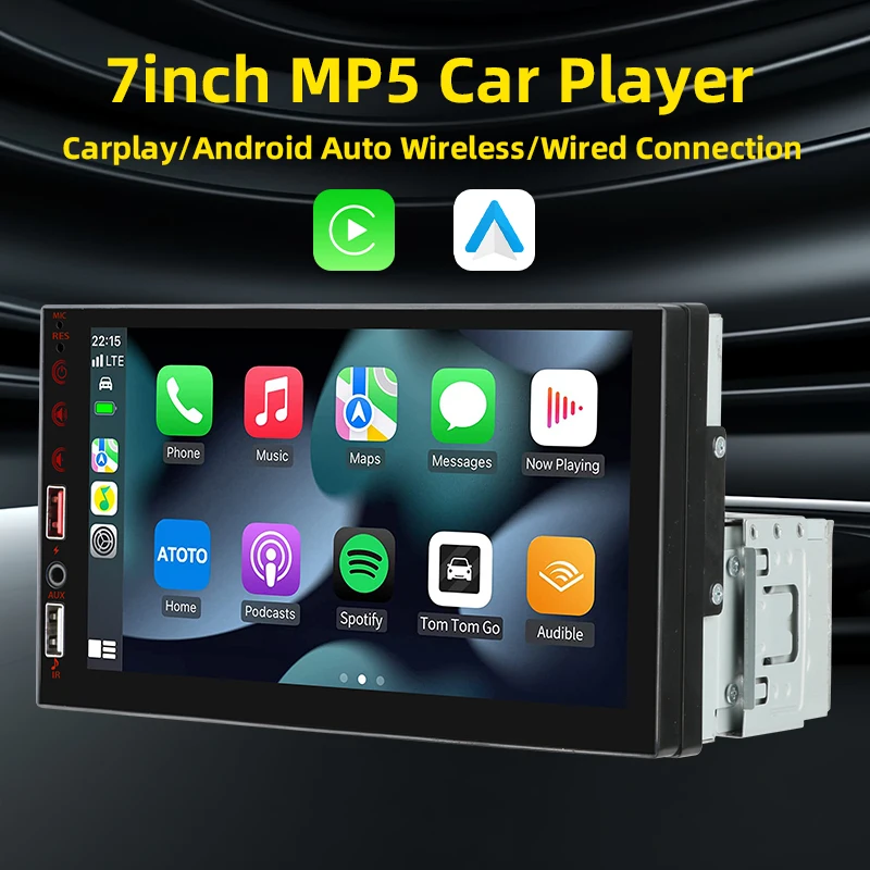

Srnubi Dual USB 7Inch Carplay Android Auto Capacitive Screen Full Touch HD Car MP5 Player USB Bluetooth TF Card Touch Screen