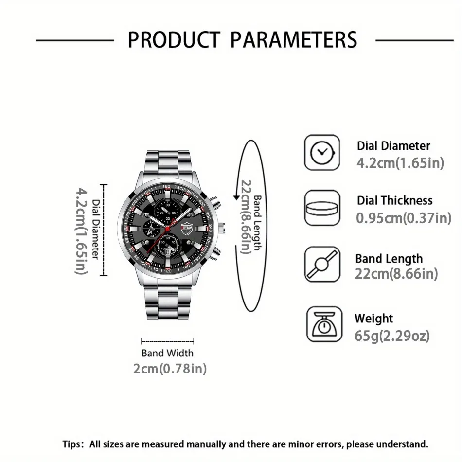 Set Jam Tangan Pria Kuarsa Baja Tahan Karat Modis Kasual Bisnis Perak 6 P/Set, Set Jam Tangan Perak Ide Hadiah Terbaik untuk Pria