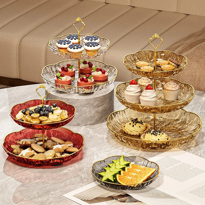 Assembly Plastic Tiered Party Food Serving Plate Fruit Dessert Snack Holder Rack Cupcake Display Stand Decorative Tableware