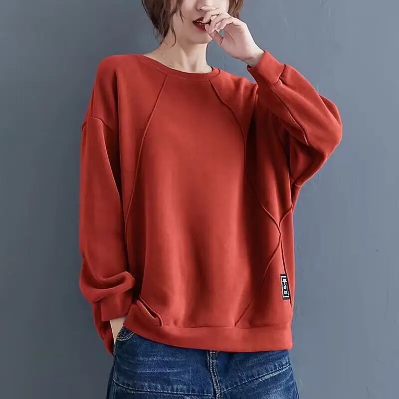 Autumn 2023 New Chic Women\'s Ethnic Style Hatless Solid Color Sweater Vintage Literature Loose Relaxed Comfortable Versatile Top